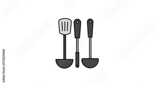 Essential Kitchen Utensils Set Spatula Slotted Spoon Ladle Cooking Tools.