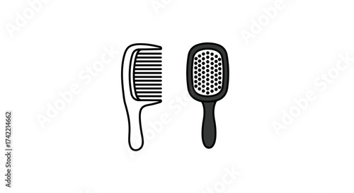 Hair comb and brush vector illustration for beauty and styling.