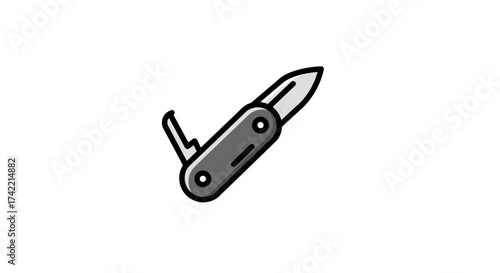 Simple multitool pocket knife illustration for outdoor and utility use.