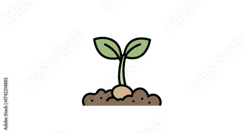 Simple illustration of a young plant sprout growing from soil.