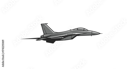 Modern military fighter jet aircraft vector illustration in profile view.