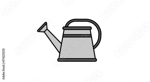 Simple grey watering can illustration for gardening and plant care.