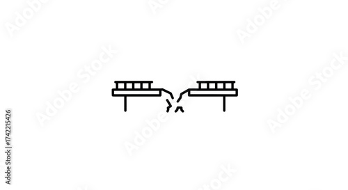 Broken bridge icon symbolizing connection failure and disruption.