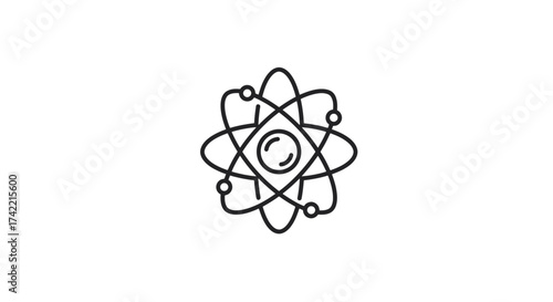 Simple atom icon representing science physics and chemistry.