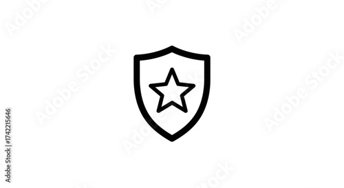Shield with star icon representing protection security and quality.