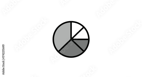 Simple monochrome pie chart with four segments representing data distribution.