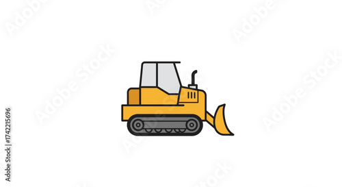 Yellow Bulldozer Construction Vehicle Icon Illustration Design.