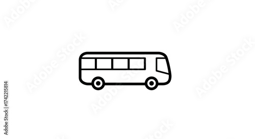Simple black outline bus icon for public transportation.