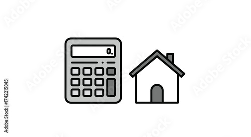 Home Finance Calculator and House Icon for Property Budgeting and Mortgage Planning.