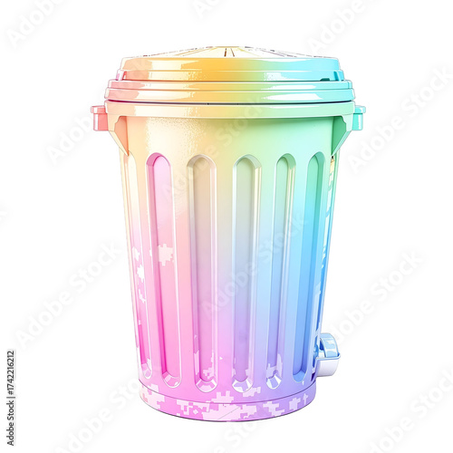 Colorful trash can with transparent background for creative design
