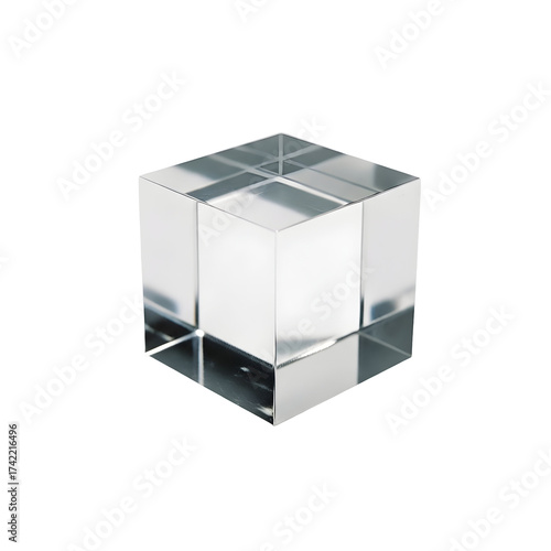 Transparent acrylic cube illustration isolated on transparent background