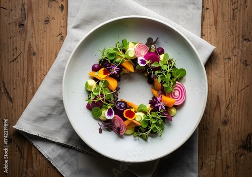 Gourmet Plant-Based Dish on Rustic Wood