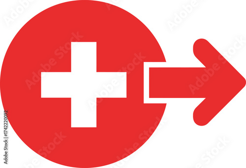 Swiss flag cross symbol abstract graphic design element for medical or healthcare themes isolated on transparent background