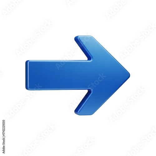 Blue right arrow symbol, isolated on transparent background