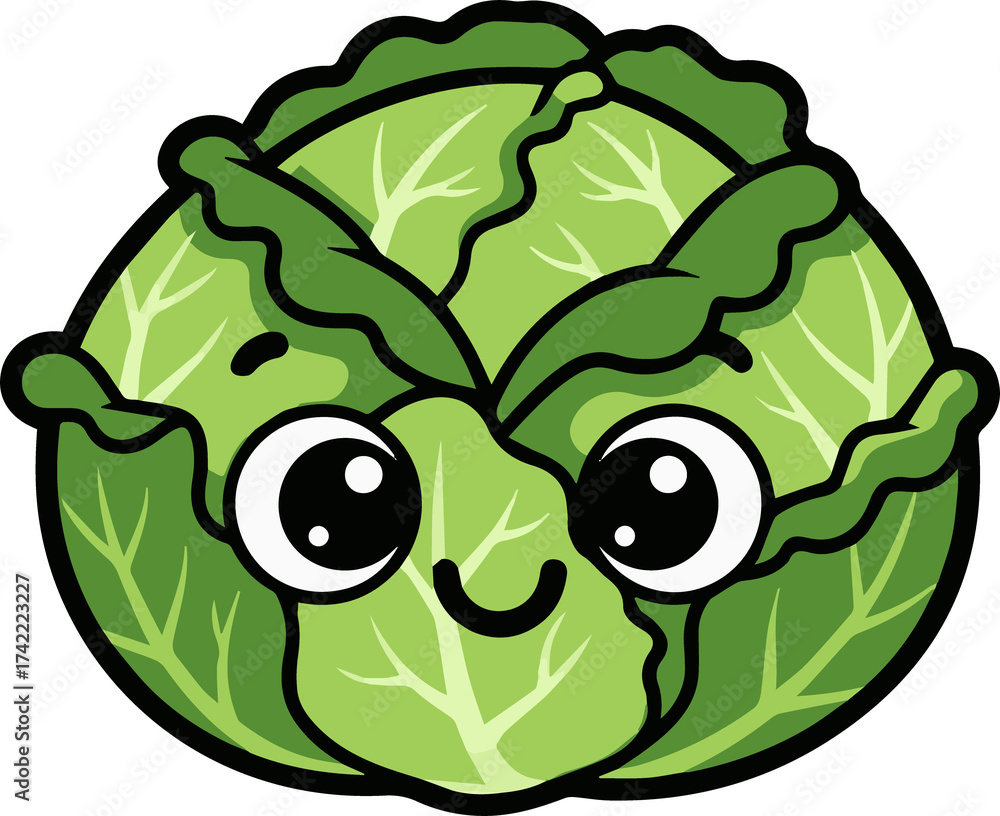 Fototapeta premium Illustration of Smiling Cabbage