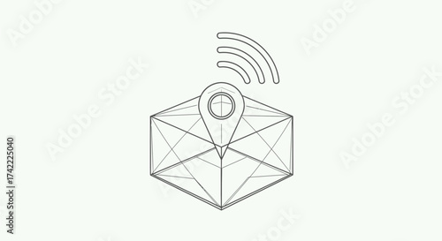 Package with a location pin and wifi signal, representing delivery tracking and smart logistics
