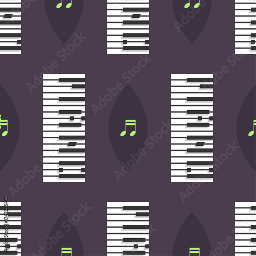 Seamless Pattern Abstract Elements Concert, Performance, Music Piano Keys Notes Vector Design Style Background Illustration Texture For Prints Textiles, Clothing, Gift Wrap, Wallpaper, Pastel