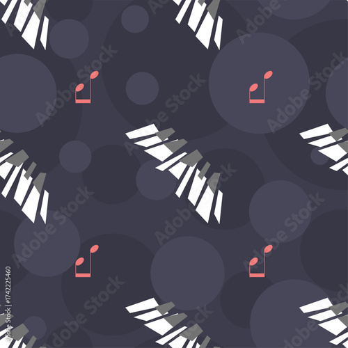 Seamless Pattern Abstract Elements Concert, Performance, Music Piano Keys Notes Vector Design Style Background Illustration Texture For Prints Textiles, Clothing, Gift Wrap, Wallpaper, Pastel