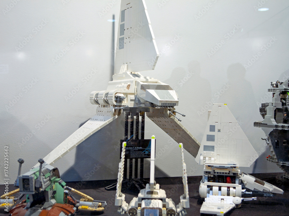 Fototapeta premium Detailed LEGO Star Wars Lambda-Class T-4a Imperial Shuttle Model Display