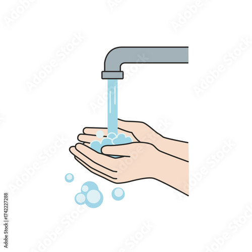 Hand Washing PNG Isolated on Transparent Background – Hygiene, Clean Hands and Safety Concept Illustration