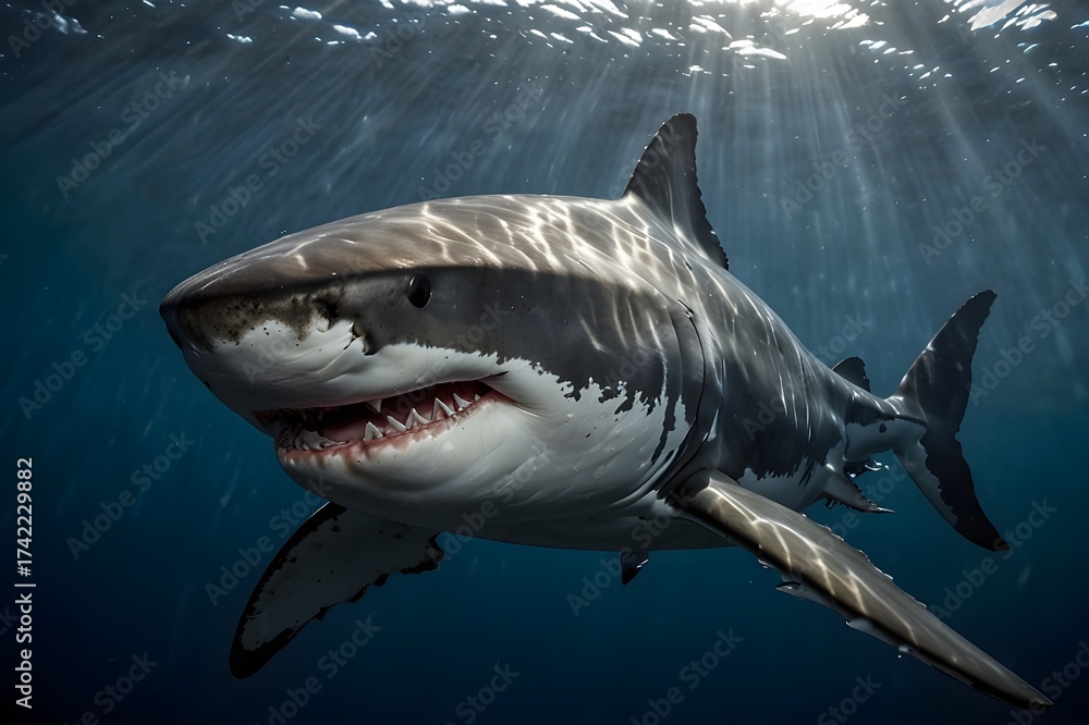 Fototapeta premium great white shark in the sea