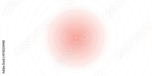 Red and white concentric spiral circles logo symbol. Big to small outlined ring circle gradation. Vector illustration. Eps 10
