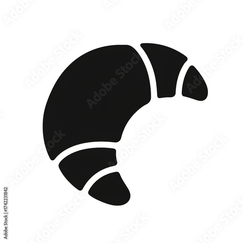 A black croissant icon with a curved shape.