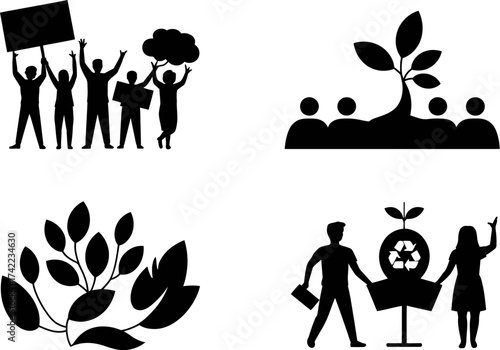 Diverse group advocating for environmental sustainability and collective action.