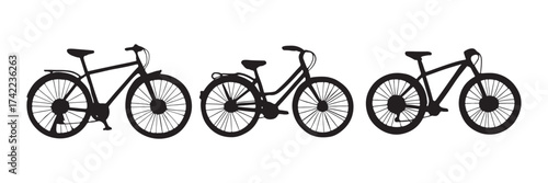 set of bicycle symbol on white background