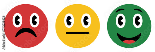 cartoon emoticons three emotion icon set