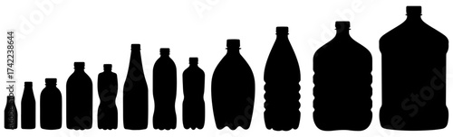 plastic bottle icons set for water and soda