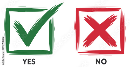 green checkmark and red cross brush icons for approval and rejection