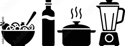 Healthy ingredients and cooking tools for preparing delicious meals at home