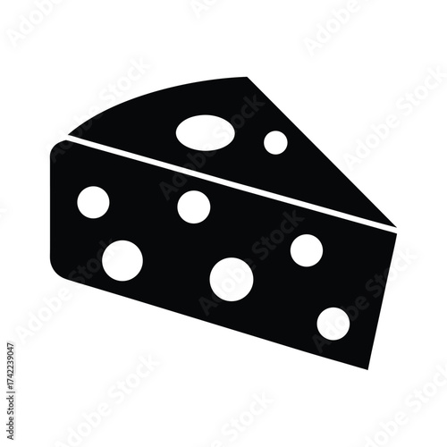 Black Silhouette of a Wedge of Swiss Cheese.
