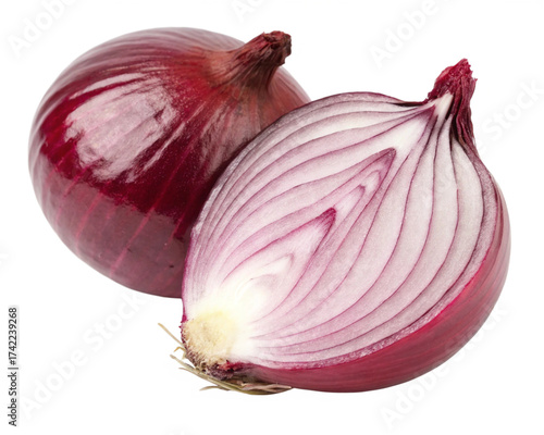 red onion with half of onion isolated Transperency, Cutout