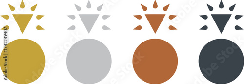 Set of four award icons representing gold, silver, bronze, and platinum achievements.