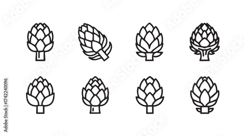 Collection of artichoke icons representing healthy food and organic produce vector