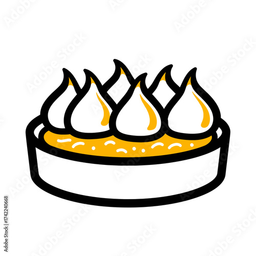 Delicious lemon meringue pie dessert with sweet creamy topping.