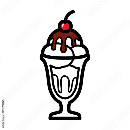Delicious ice cream sundae with cherry on top a sweet treat.