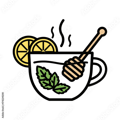 Hot tea with lemon mint and honey a comforting and healthy beverage.