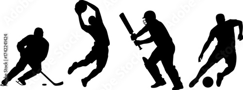 Dynamic silhouettes of athletes engaged in various sports, capturing action and movement.