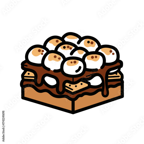 Delicious Smores Dessert with Toasted Marshmallows and Chocolate Drizzle.