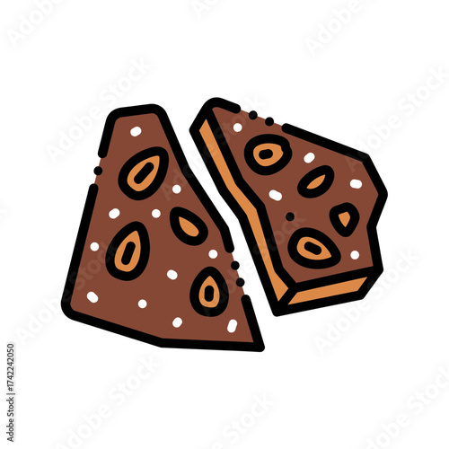 Delicious chocolate dessert pieces with almond toppings perfect for snacking and enjoyment.