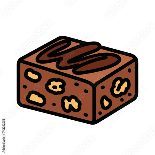 Delicious Brownie Dessert with Walnut and Chocolate Drizzle.