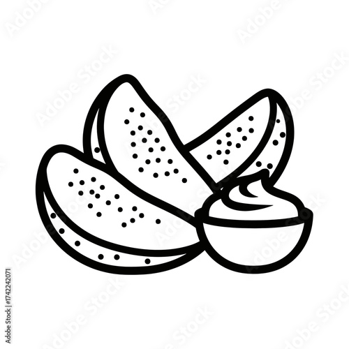 Delicious fried potato wedges with creamy dipping sauce a tasty snack.