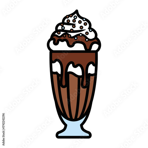 Delicious chocolate milkshake with whipped cream and chocolate syrup 1.