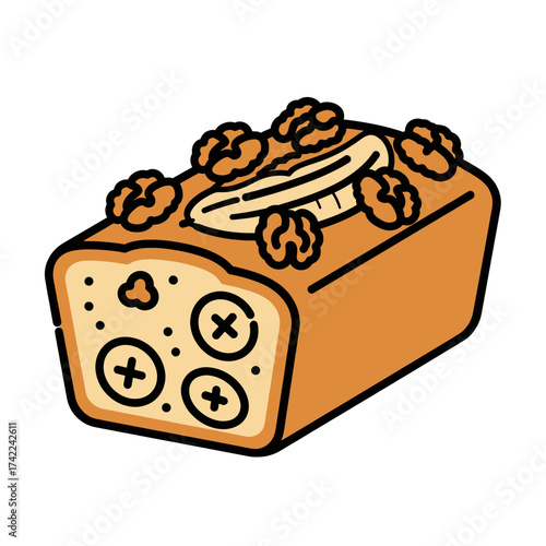 Delicious banana bread with walnuts and banana slices a tasty treat 1.