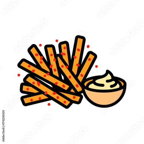 Delicious french fries with dipping sauce a tasty snack.