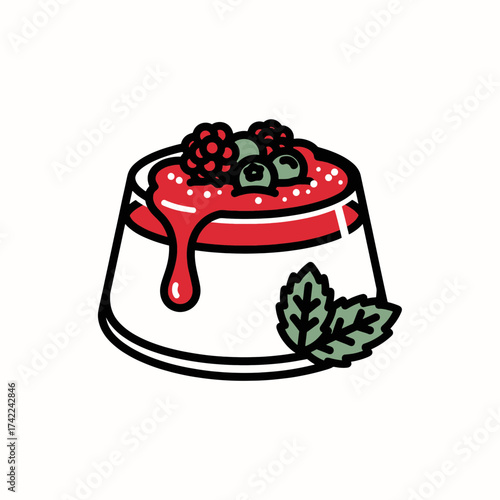 Delicious dessert with berries and mint leaves a sweet treat.