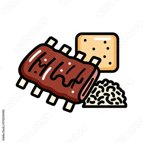 Delicious grilled ribs with side dishes a culinary masterpiece ready to eat.